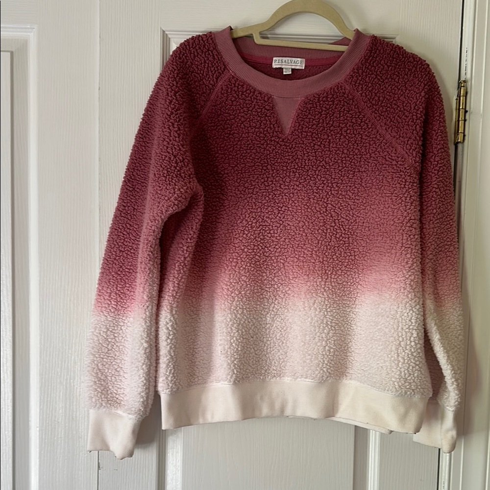 P.J. Salvage Sherpa Pink and Cream Crew Neck